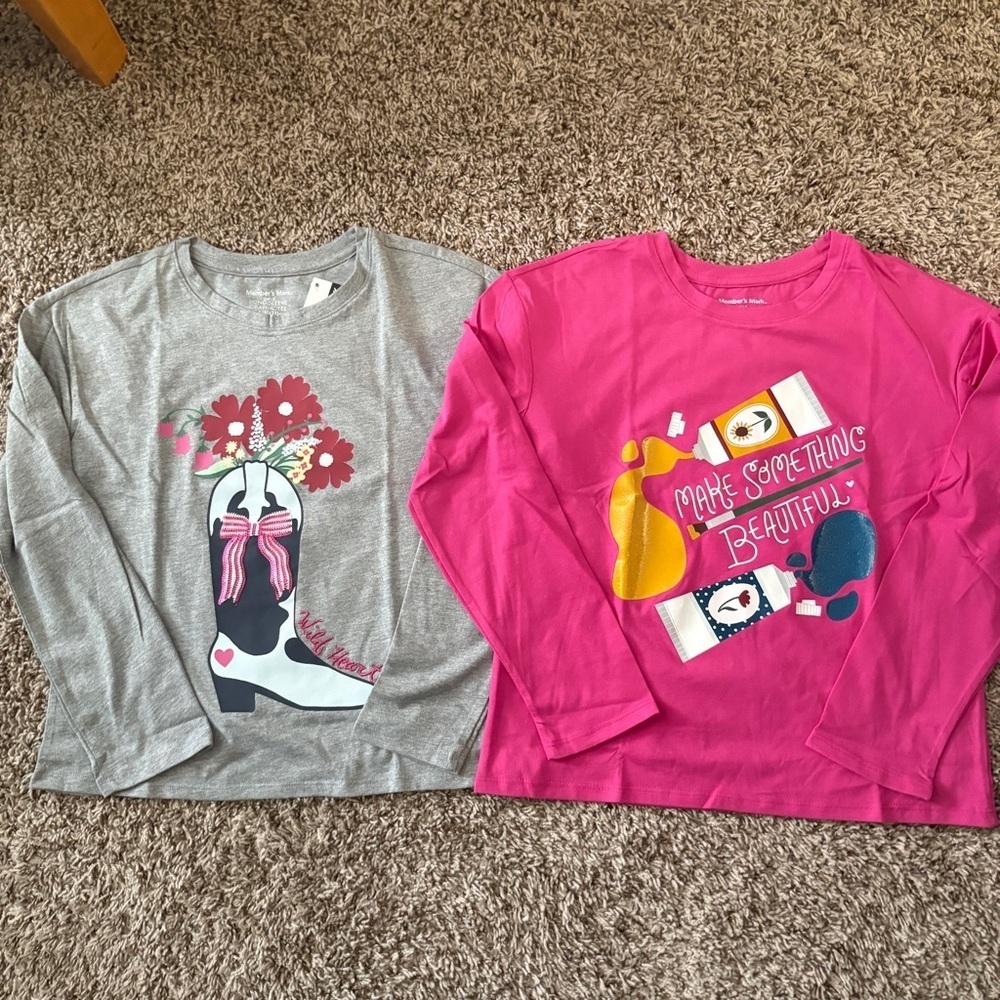 Stylish Kids Long Sleeve Tees - Pink and Gray